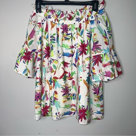 Brooke Wright Designs White Multicolored Floral Off the Shoulder Top - Picture 1 of 5